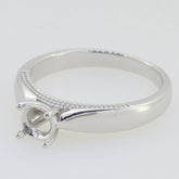 Sterling Silver Semi Mount Ring Setting Round RD 5x5mm Solitaire w/ Milgrain - Syzjewelry